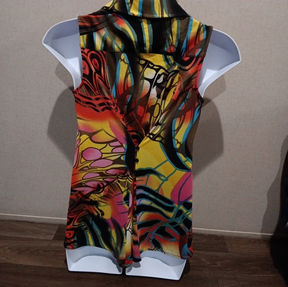 Frank Lyman Design Colorful Abstract Button Down Shirt Size 4 - Picture 3 of 4